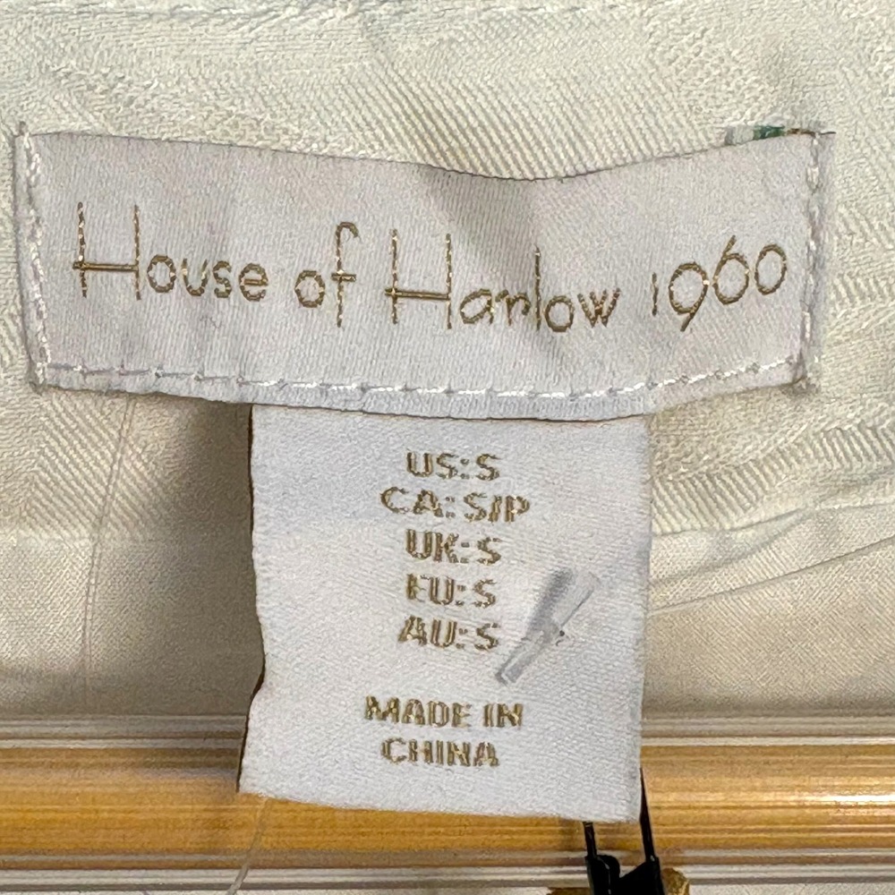 House of Harlow 1960 Womens Cream Jacquard Leaf V-Neck Button Front Vest Small - Picture 5 of 6